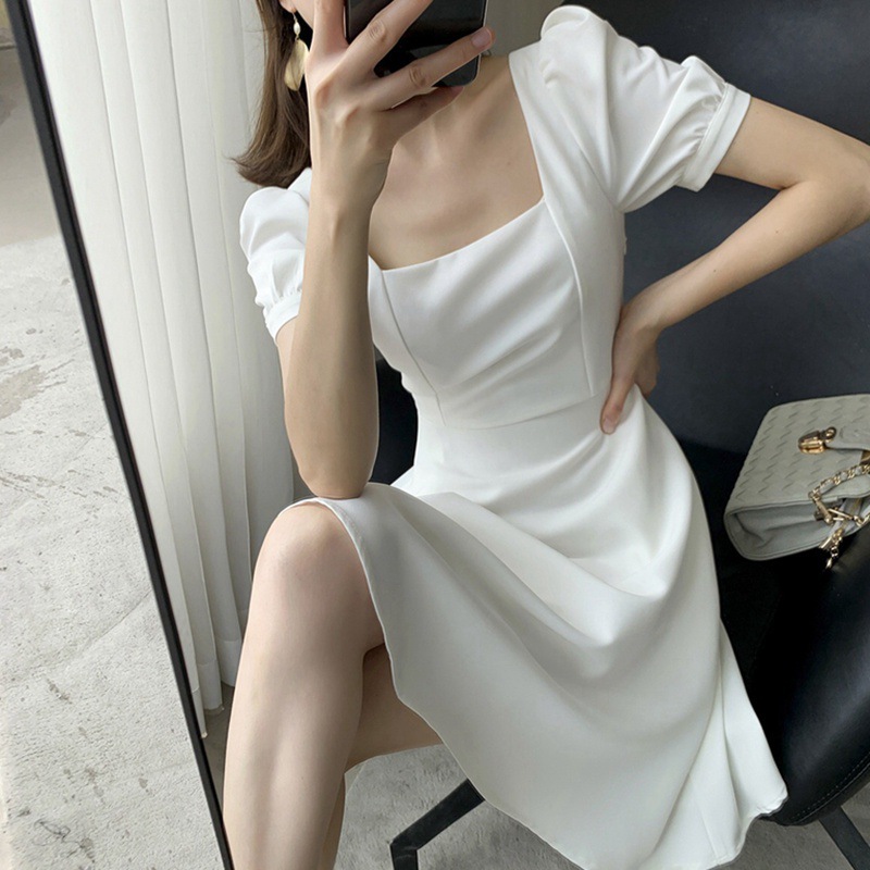 Picture of Dress 2025 Summer New Style Ins Tea Break Dress Elegant Off-Shoulder Knee-Length Hepburn Style Plus Size Little Black Dress