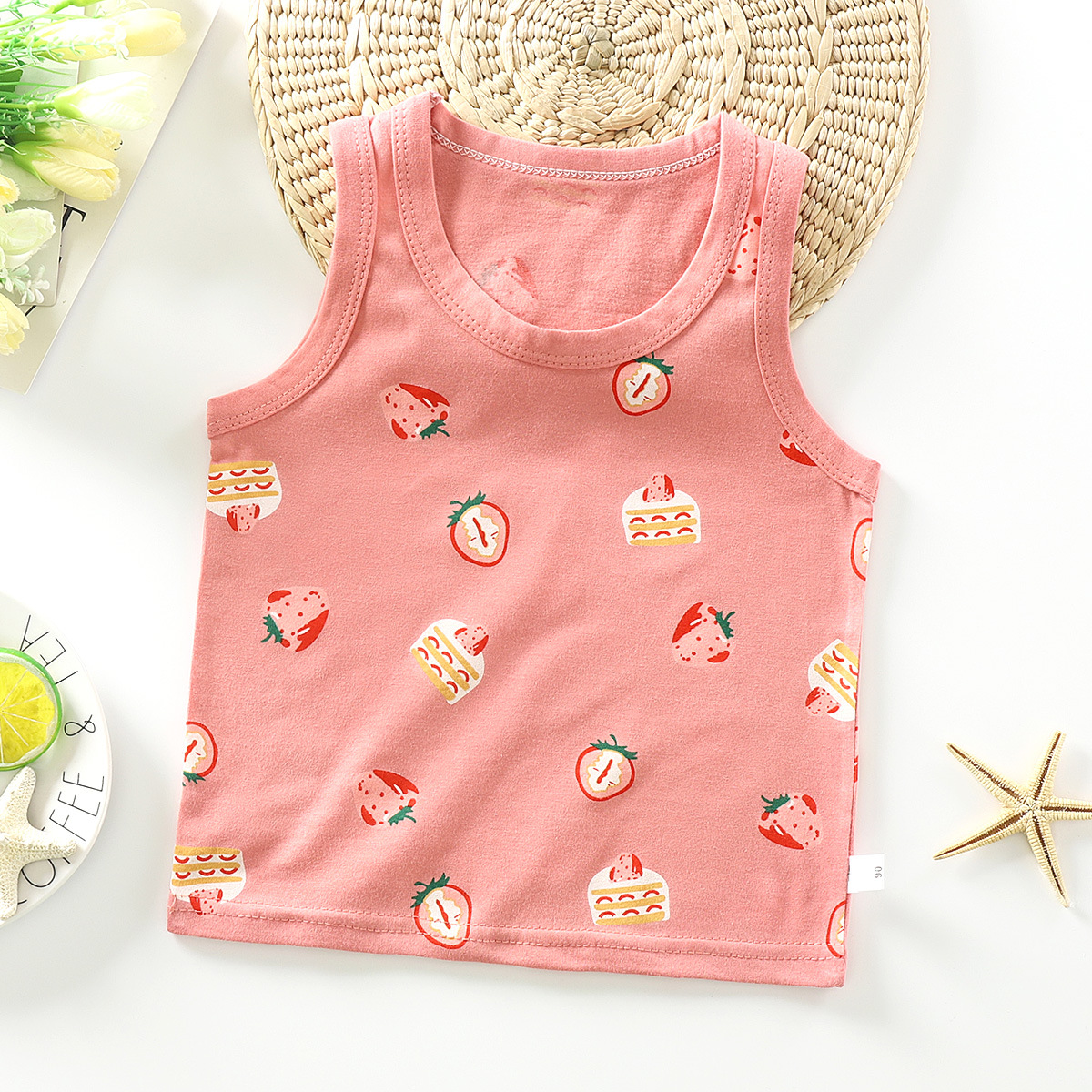 Picture of Children's single-piece vest cotton summer new boys sleeveless top girls Korean version of small and medium-sized children's base shirt wholesale