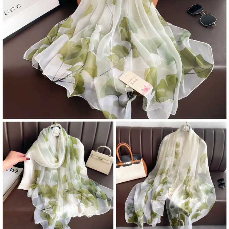 Picture of Spring and Summer New Soft Yarn Sunscreen Shawl Summer Thin Imitation Silk Long Silk Scarf Fashion Printed Flower Scarf