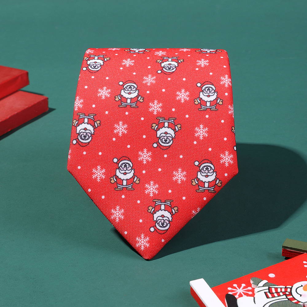 Picture of Polyester printed tie Christmas flower tie holiday formal wear clothing accessories men's tie