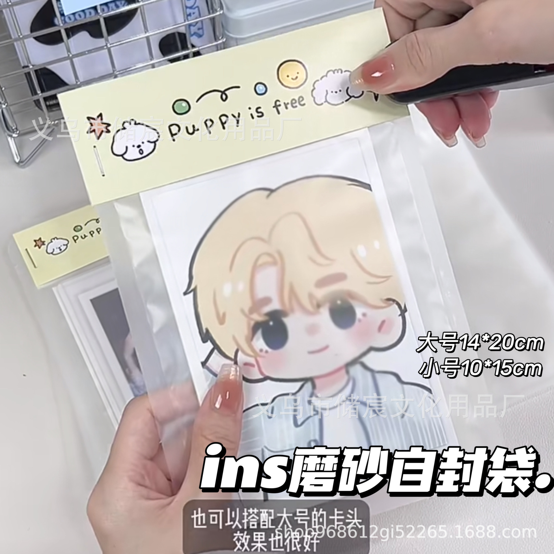 ins frosted self-sealing bag small card card holder postcard card packaging hand account sticker packing bag gift packaging bag