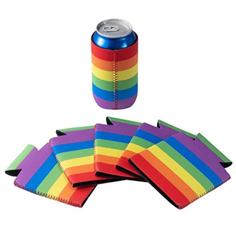 Picture of Cross-Border Hot-Selling Diving Material Rainbow Cola Sleeve 12oz Foldable Can Beer Cooler Sleeve