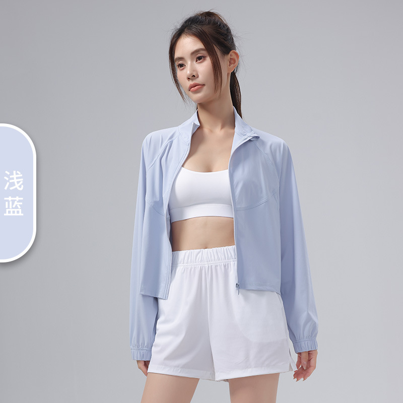 Picture of Summer Cool Original Yarn Hooded Sun Protection Top for Women, Light and Breathable Sports Jacket, Stand Collar, Loose and Cool Sun Protection Clothing