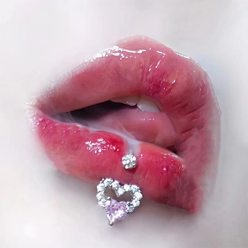 Picture of Cross-Border Flashing Love Mud Ball Lip Ring Wholesale Oil Dripping Fine Glitter Niche Sweet Hot Girl Lip Nail Piercing Jewelry