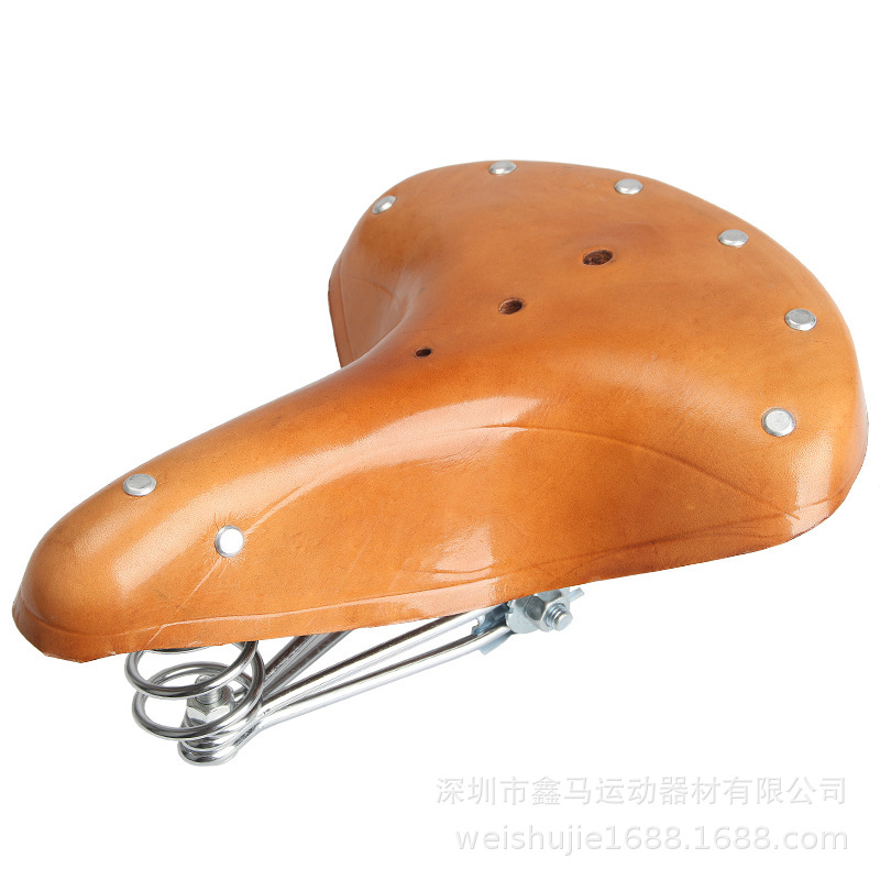 Bicycle Cowhide Car Seat Mountain Bike Retro Saddle Comfortable Riding Cushion Real Cowhide Old Style Seat Cushion