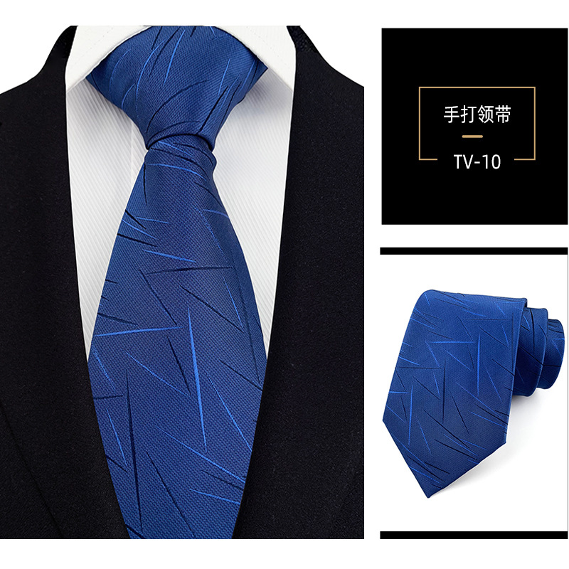 Picture of Men's Tie 8cm Hand Tie Polyester Professional Dress Interview Striped Tie Men's Red Bridegroom Wedding Tie