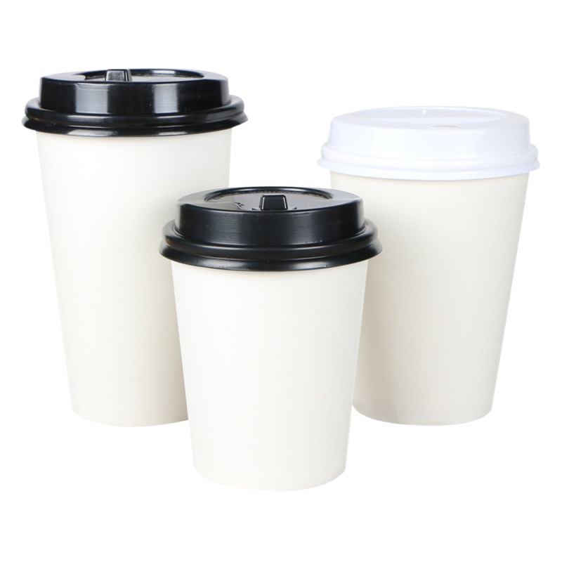 Disposable Paper Cup Wholesale Advertising Paper Cup Printing Blank Single Layer Paper Cup Coffee Milk Tea Hot Drink Paper Cup with Lid