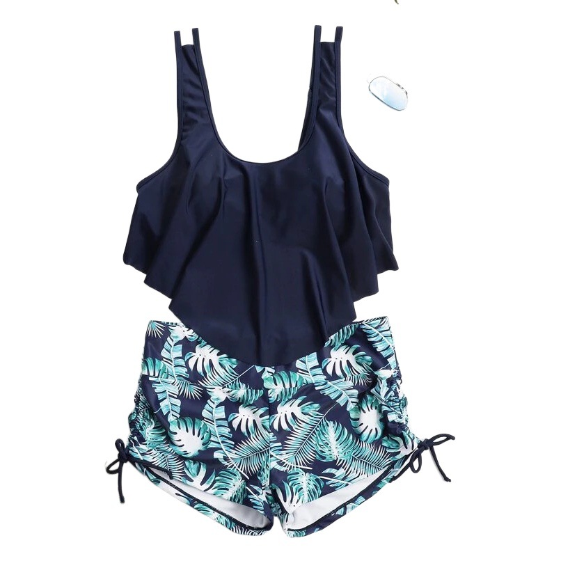 Mingyi New European and American Sexy Multi-color Ruffled Wear Rope Flat Leg Pants Bikini Two-piece Women's Swimsuit