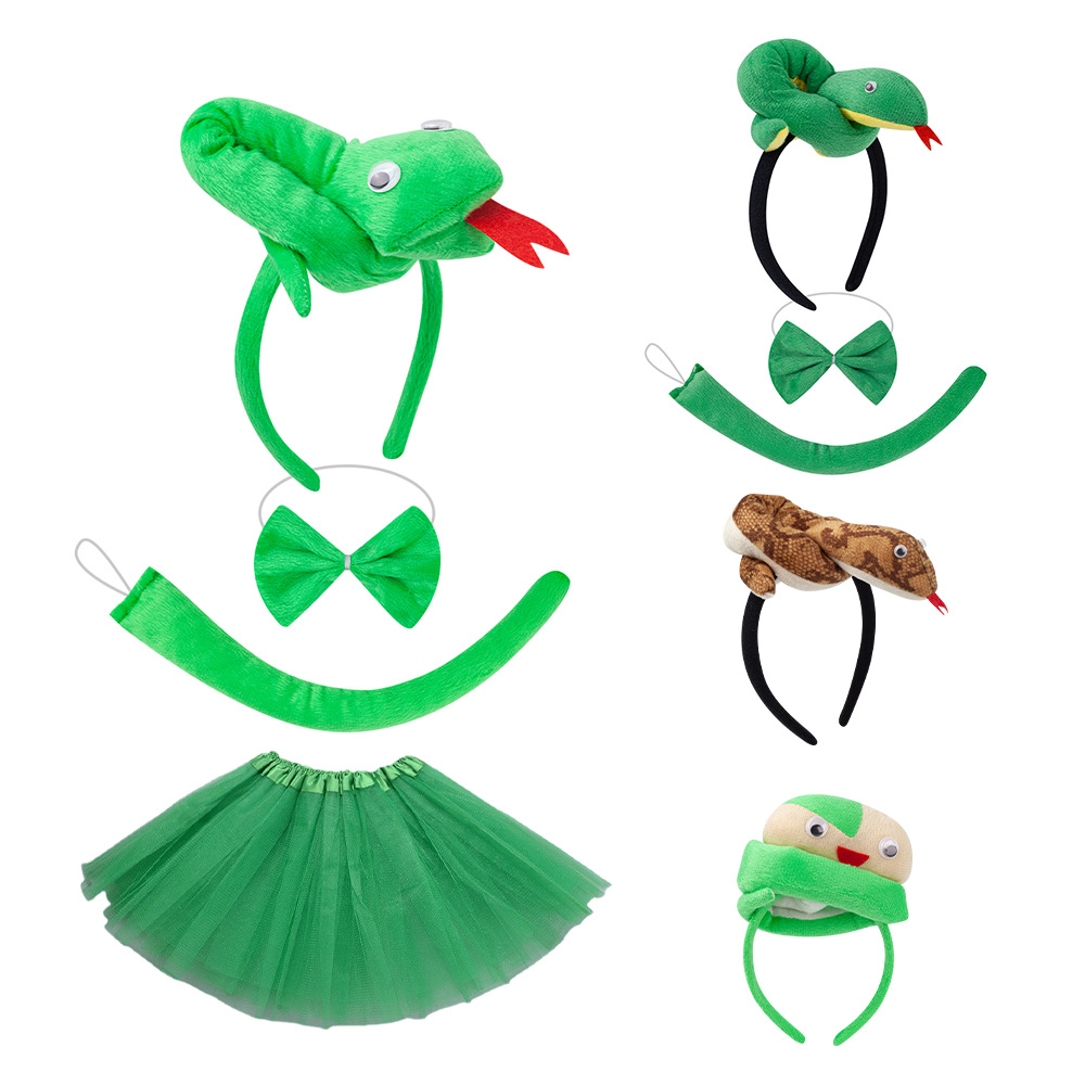 Cross-border Source Horror Headband Halloween Hair Accessories Party Children's Hair Band Snake Year of the Snake Small Green Snake Hair Band Adult