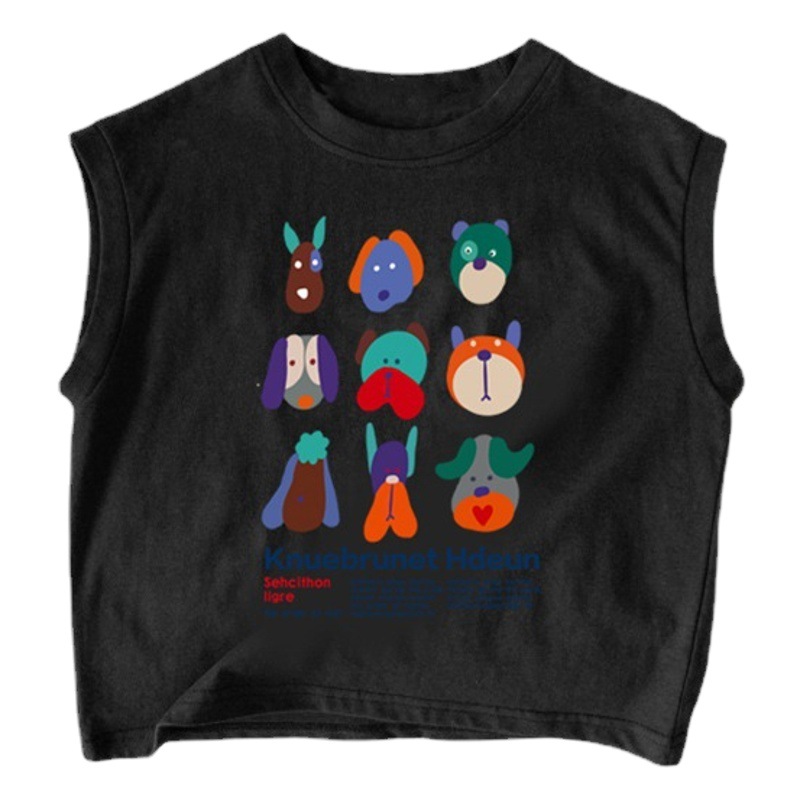 Pure Cotton Baby Kidsren's Sleeveless T-Shirt 2025 Cartoon Animation Pattern Superman Boys and Girls Vest Undershirt Top Summer