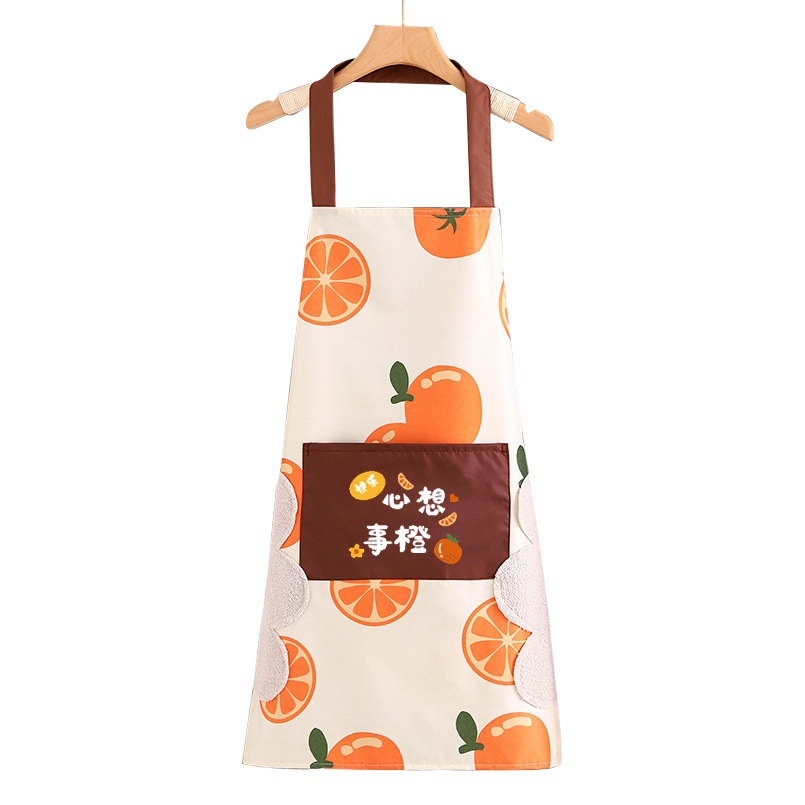 Kitchen Household Waterproof Apron Pocket Apron Creative Oil-proof Fashion Cotton Linen Cotton Apron Women Baking Apron