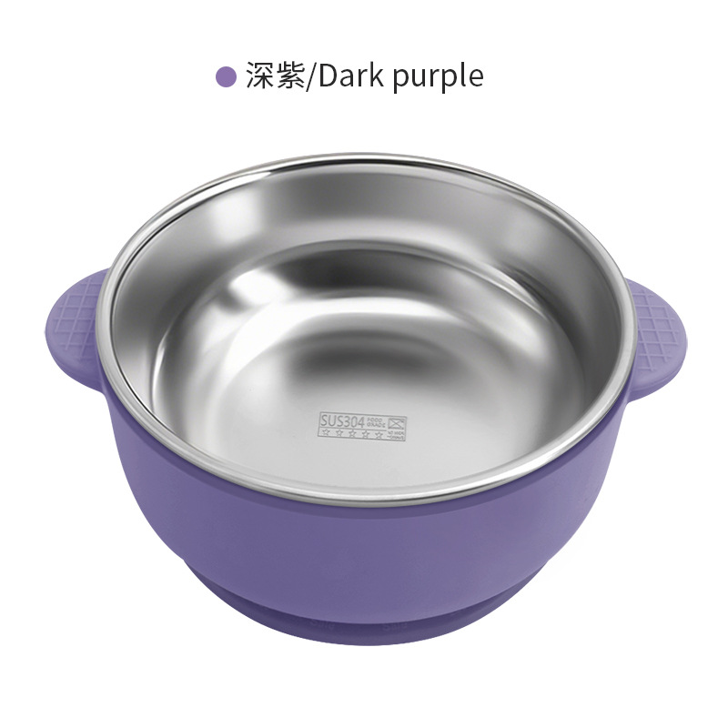 Picture of Cross-border Stainless Steel Children's Bowl Household Cute Baby Drop-resistant Heat-insulated Tableware Kindergarten Children's Rice Bowl with Suction Cup