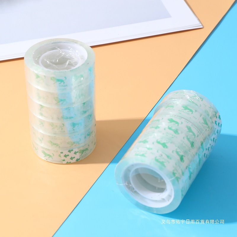 Manufacturer Wholesale Transparent Yellow Small Roll Tape Office Tape Small Student High Transparent Tape Transparent Tape