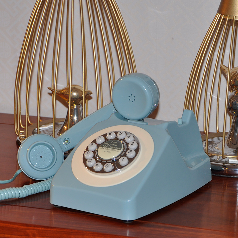 Picture of Telephone European Retro Style Home Antique Landline Old-Fashioned Telephone Office Antique American-Style Rotary Dial Telephone