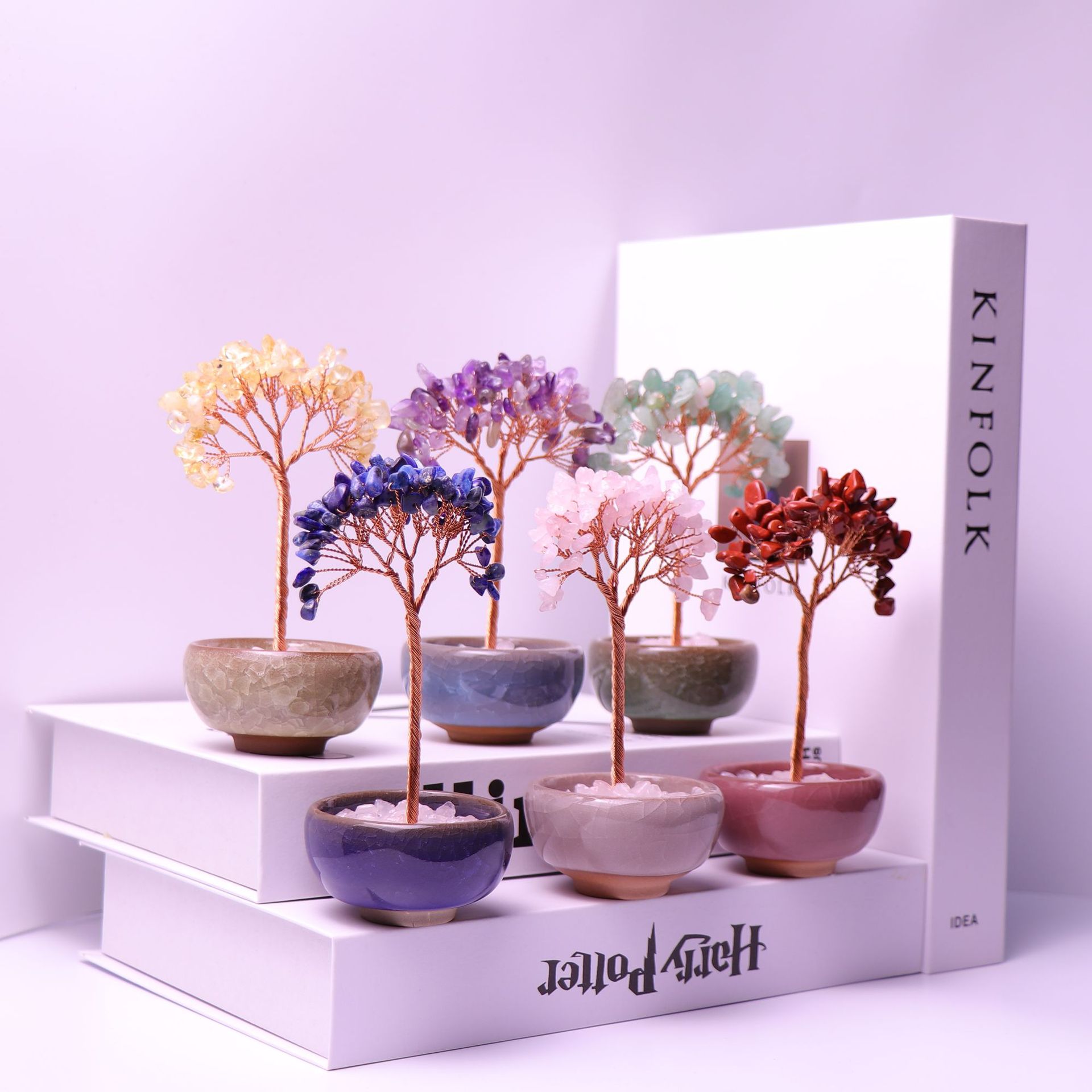 Picture of Cross-border Hot Sale Tea Cup Natural Crystal Tree Ornaments Desktop Ornaments Lucky Crystal Tree Potted Crystal Tree Desktop Ornaments