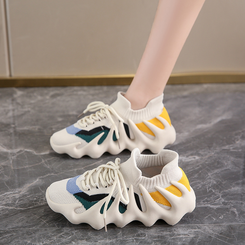 Women's Shoes Are Popular in Summer, Breathable Fly-Woven Mesh, Fashionable and Popular Casual Sports Shoes, Thick-Soled Wear-Resistant Casual Shoes