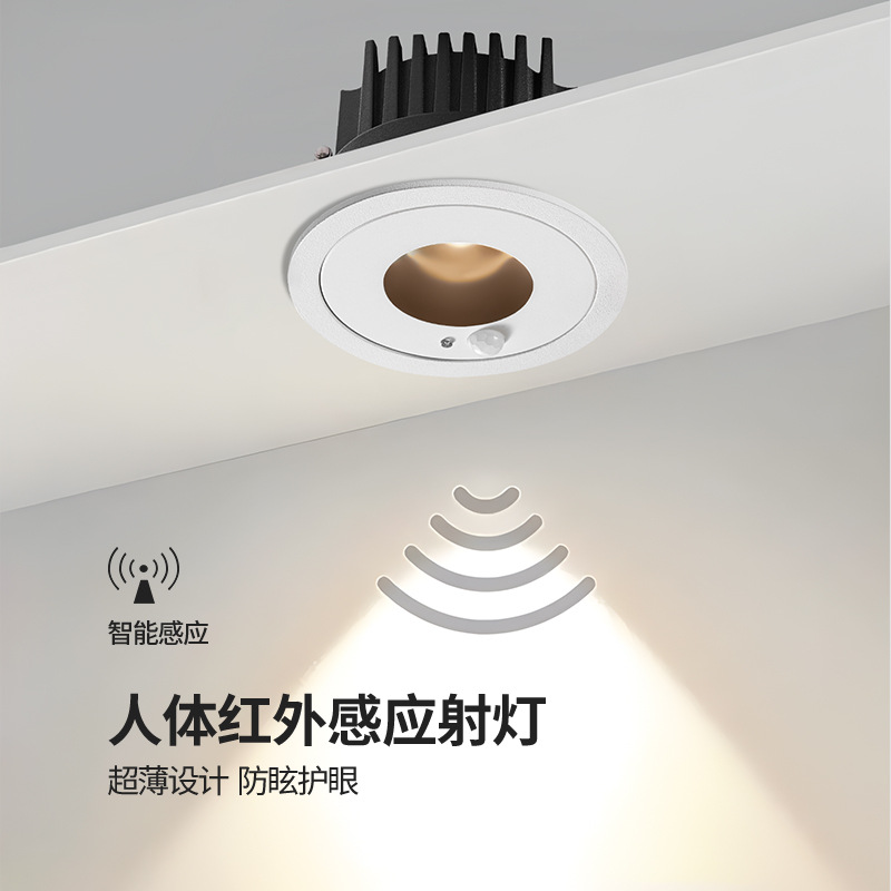 Daguanyuan Embedded Spotlight Human Body Sensor Entrance Corridor Aisle Balcony Ceiling Anti-Dazzle No Main Light 406L