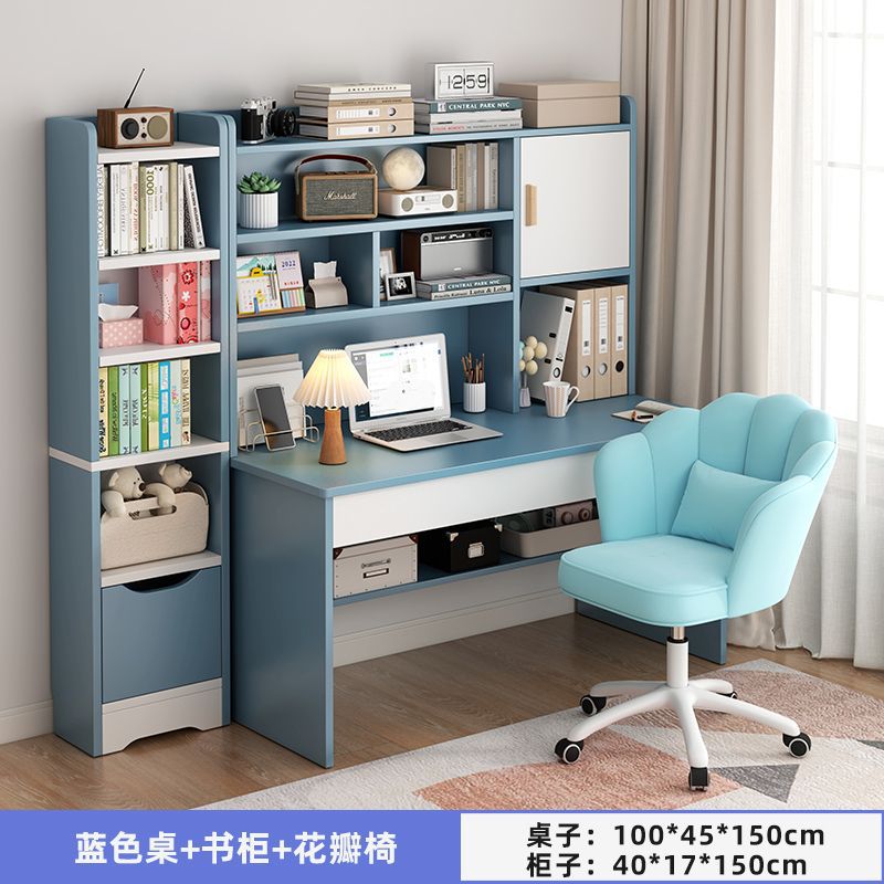 Picture of Student home study desk, children's desk, bookshelf combination table and chair set, simple bedroom, children's writing desk
