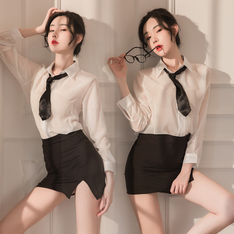 Susheng Wholesale Sex Uniform Passion Sexy Secretary Split suit Nightclub Hip Skirt Underwear Student Collar 84