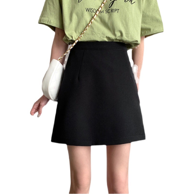 Suit Black Skirt Women's 2022 Spring and Summer New Temperament High Waist Slimming a-Word All-Match Hip Skirt