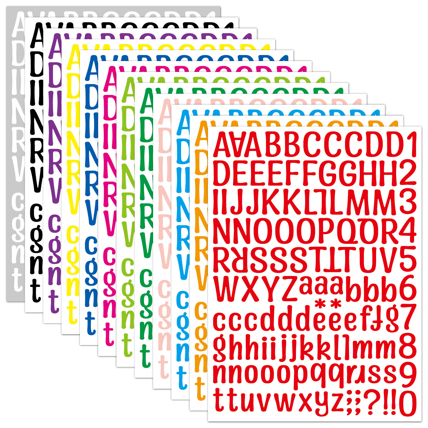 Letter Stickers Cross-Border Colorful English Alphanumeric Combination DIY Water Cup Laptop Decorative Stickers