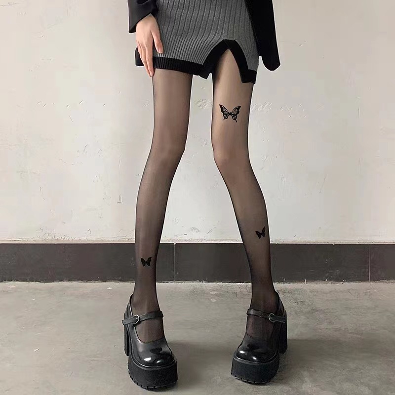 Picture of 2024 New Black Silk Stockings Pure Anti-hook Silk Stockings Children Spring and Autumn Bottoms Butterfly Silk Pantyhose