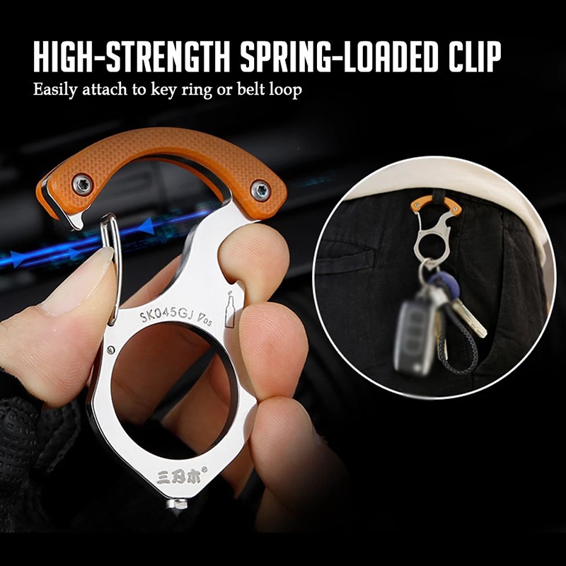 Three-edged Wood SK045 car key hanger bottle opener car emergency tool multi-function key ring pendant