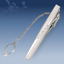 Picture of Metal tie clip men's suit chain 140 simple flower type business atmosphere with drill tie clip