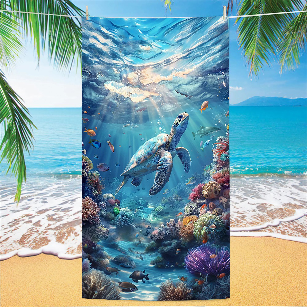 Picture of Cross-border microfiber double-sided velvet beach towel custom LOGO digital printing large bath towel rectangular thick towel