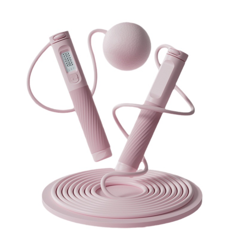 Picture of Cordless Rope Skipping Indoor Fitness Fat Burning Steel Wire Rope Load Big Ball Adult Dual-purpose Intelligent Electronic Counting Rope Skipping