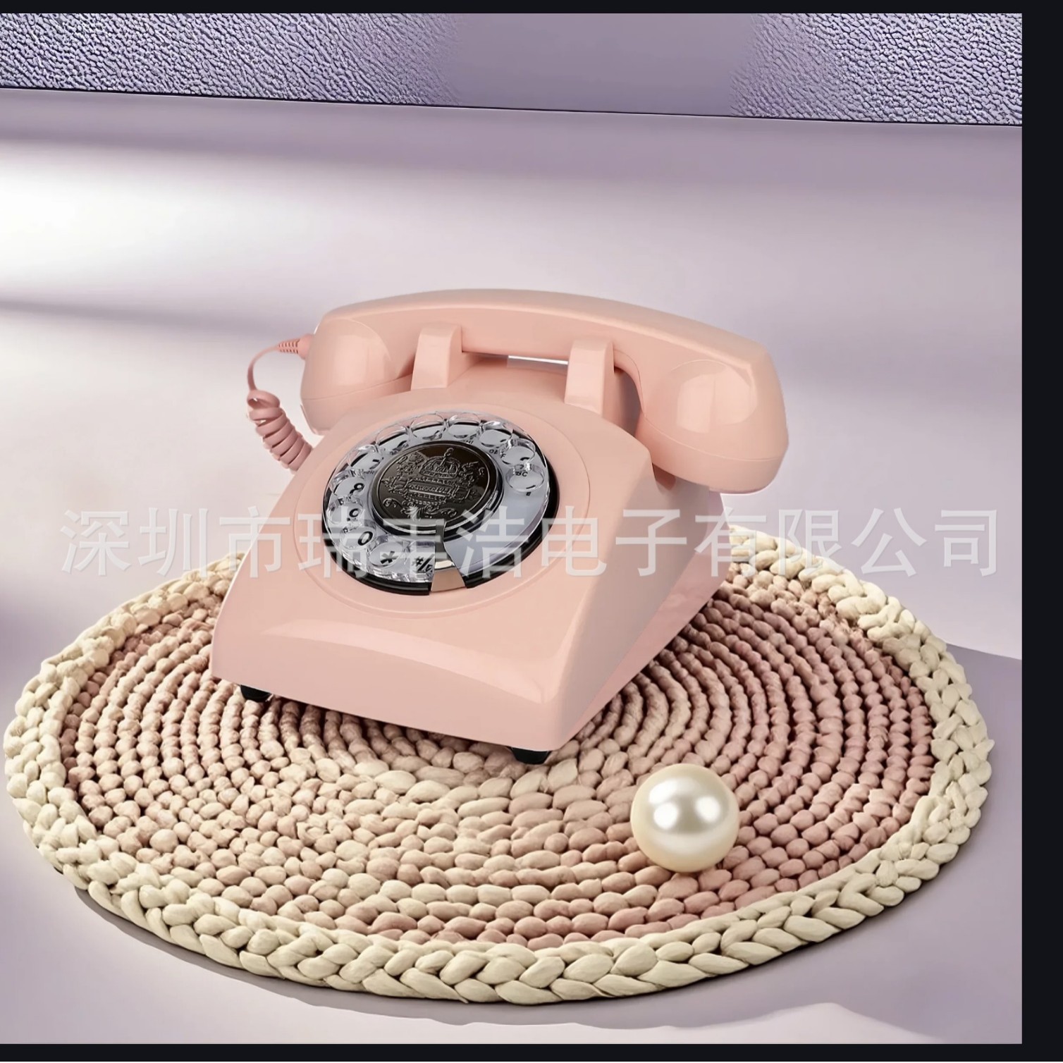 Picture of American Antique Telephone Rotating Classic Retro Machine Metal Mechanical Copper Ringtone Fixed Corded Telephone