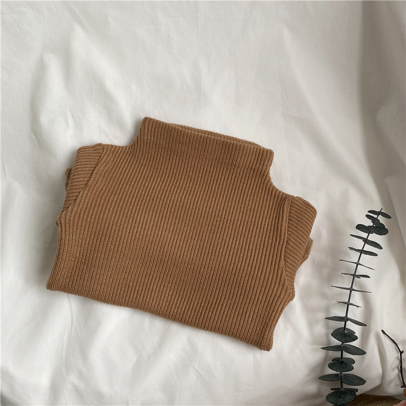 Picture of GL-kids Korean Autumn and Winter Children's Cashmere Thickened Mock-High Collar Base Shirt Men's and Women's All-Match Top Long-Sleeved T-Shirt