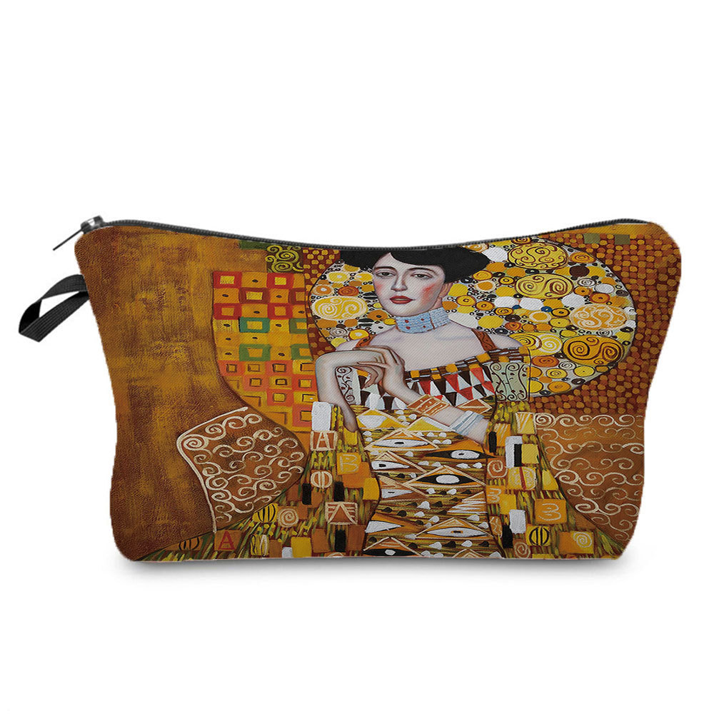 Picture of Personalized fashion cosmetics storage bag new goods wholesale golden oil painting printing cosmetic bag large capacity wash women's bag