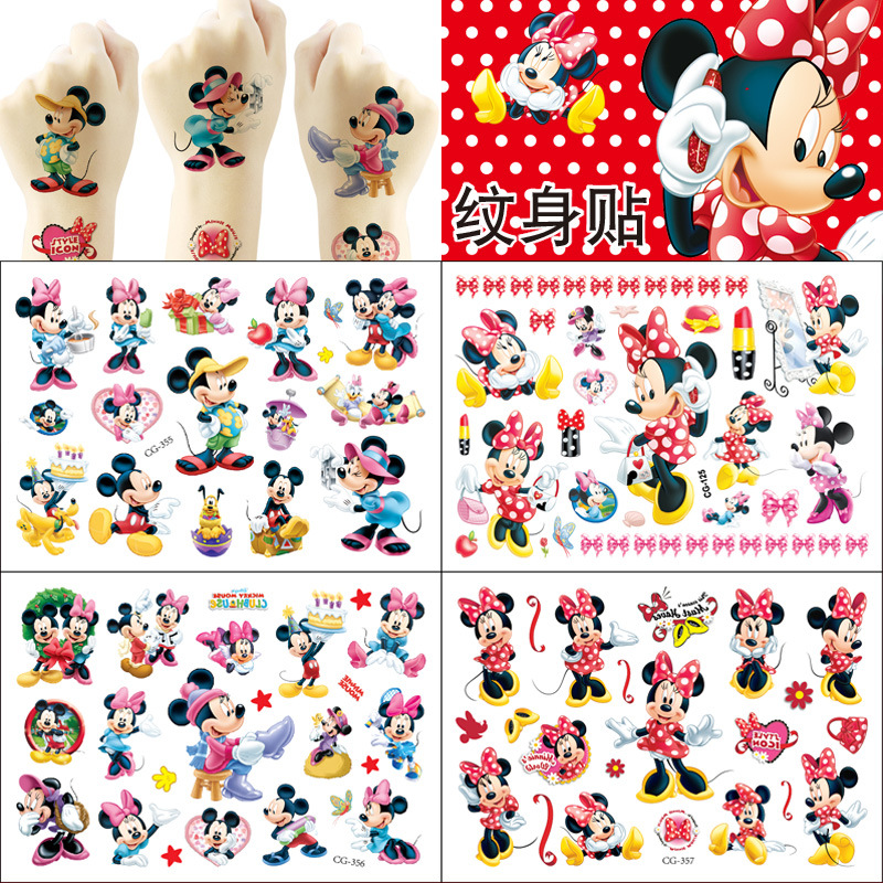 Mickey Minnie Cartoon Tattoo Sticker Children Tattoo Sticker Birthday Party Tattoo Sticker Disposable Water Transfer Tattoo