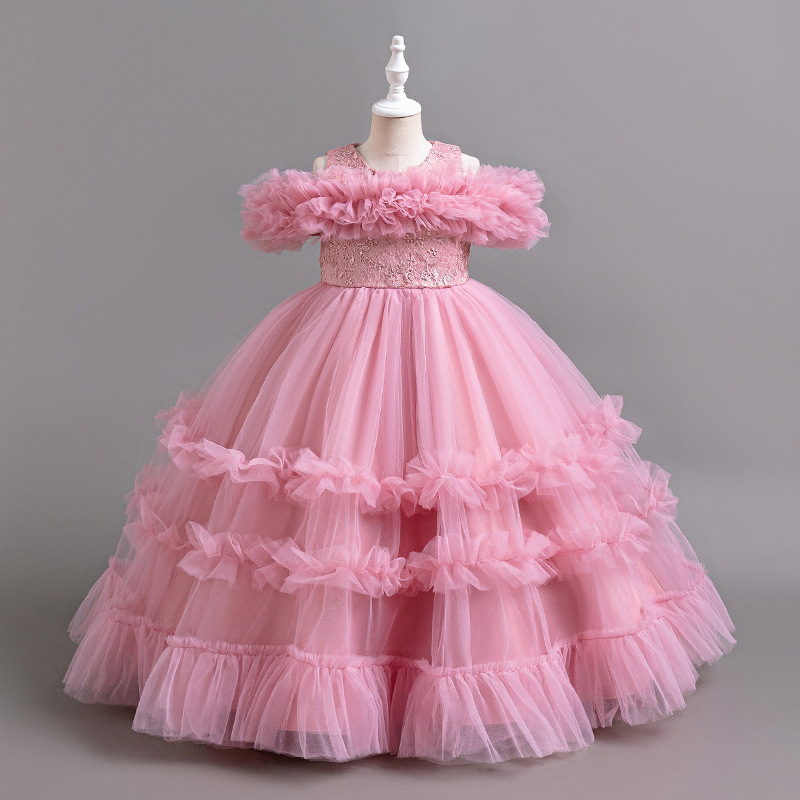 Picture of Foreign Trade Cross-border European and American Style Girl's Dress Long Piano Playing Flower Girl's Wedding Dress Tutu Dress Birthday in stock Hot Sale