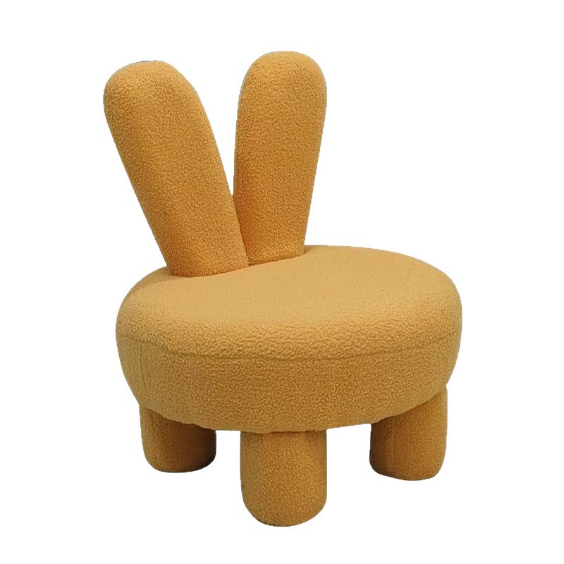 Picture of Cute Rabbit Children's Chair Fabric Shoe Changing Low Stool Lamb Velvet Backrest Chair Living Room Bedroom Creative Children's Seat