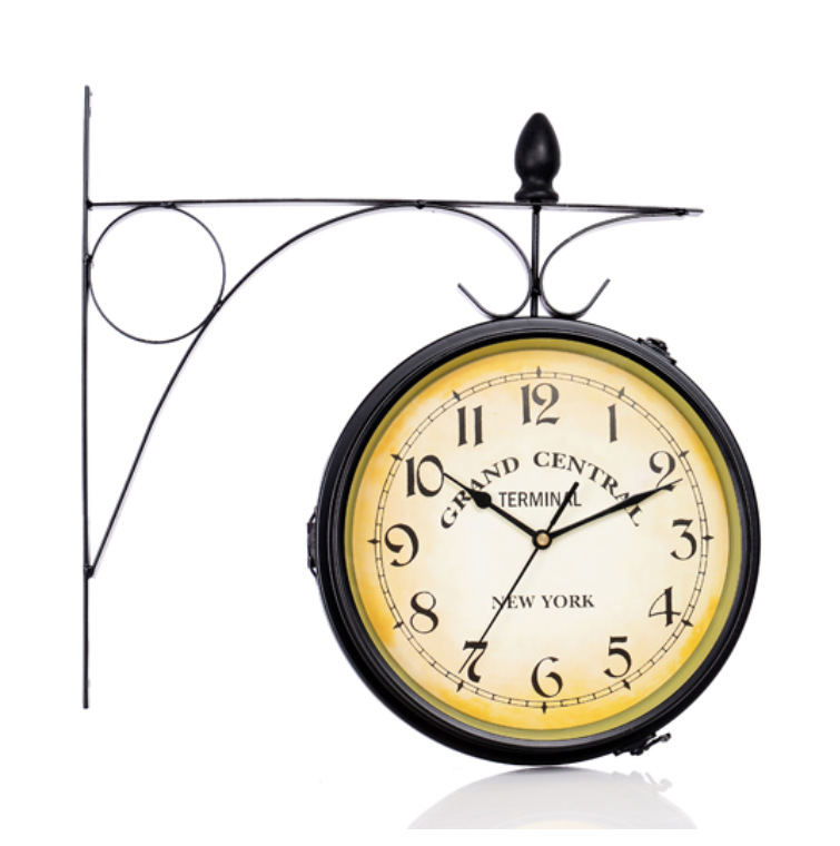 Picture of European-style home creative clocks and wrought iron wall clock manufacturers wholesale retro decorative living room clock double-sided wall clock
