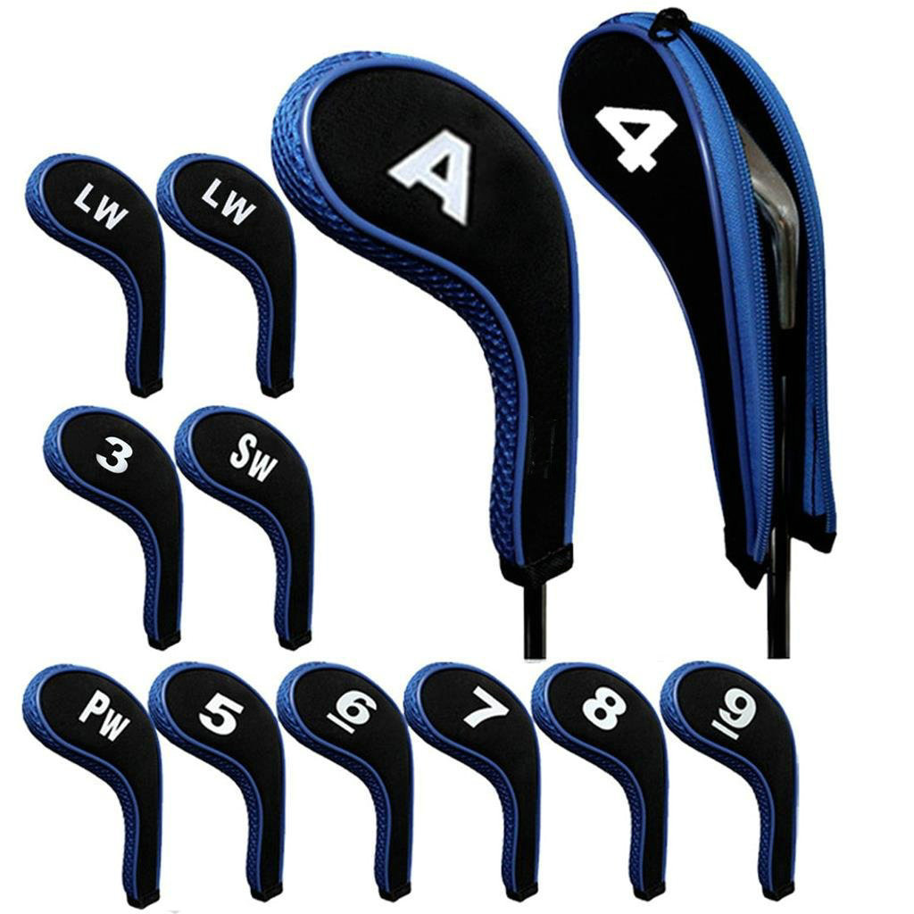 9-12 pieces of iron cap cover, golf zipper rod cover, diving material club cover, protective cover, new ball head cap