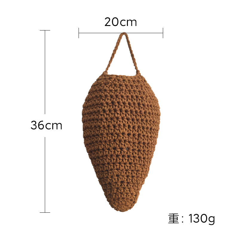 Picture of Bohemian hanging basket net pocket Nordic hand-woven cotton rope wall-mounted net pocket crochet storage hanging bag strawberry pocket