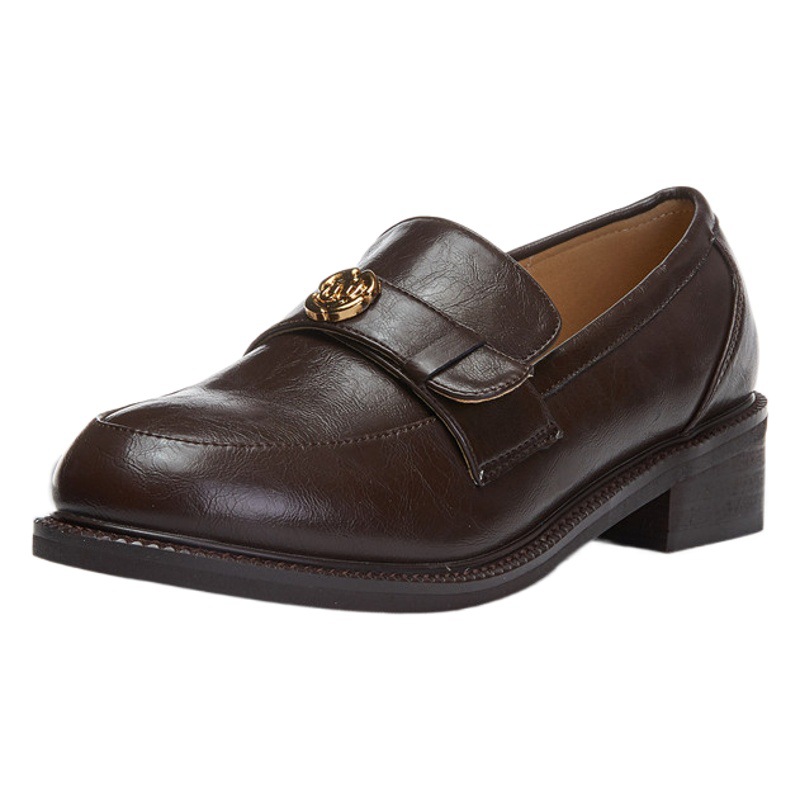 Genuine Leather Loafers for Women 2025 Spring New Thick-Soled Heightening Flats for Women Versatile Casual Shoes French Retro Women's Shoes
