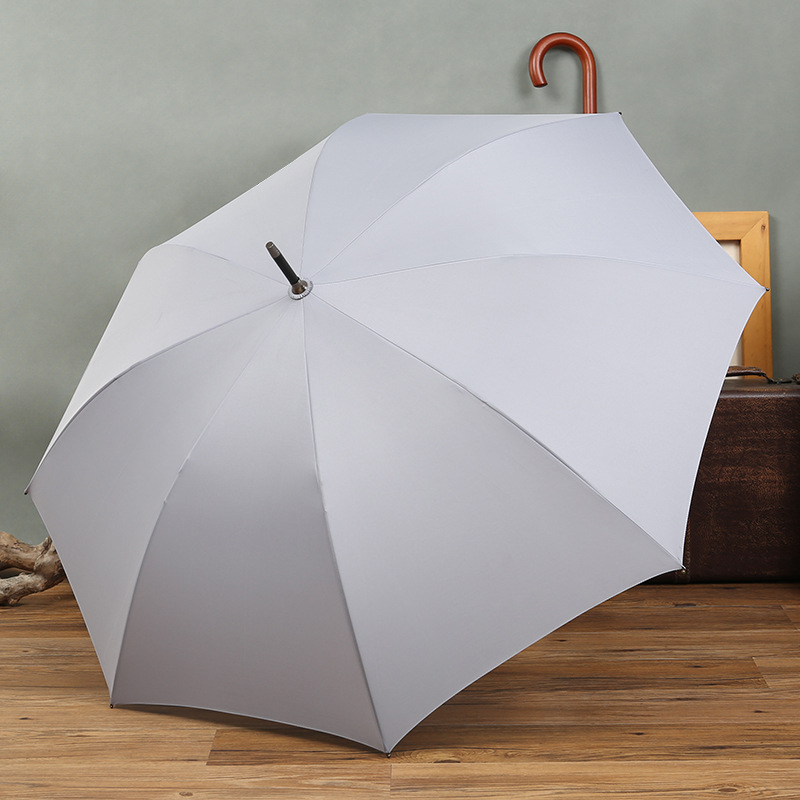 Picture of Solid wood curved handle 25 inch automatic business umbrella golf umbrella men's straight pole umbrella printed logo advertising umbrella