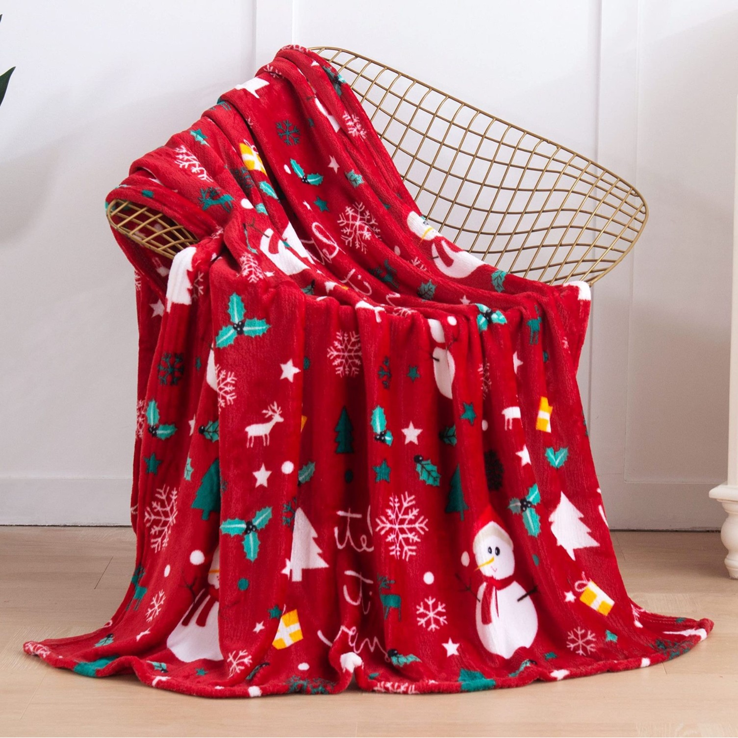 Picture of Christmas atmosphere winter snowman blanket soft and comfortable flannel warm home essential blanket holiday gift