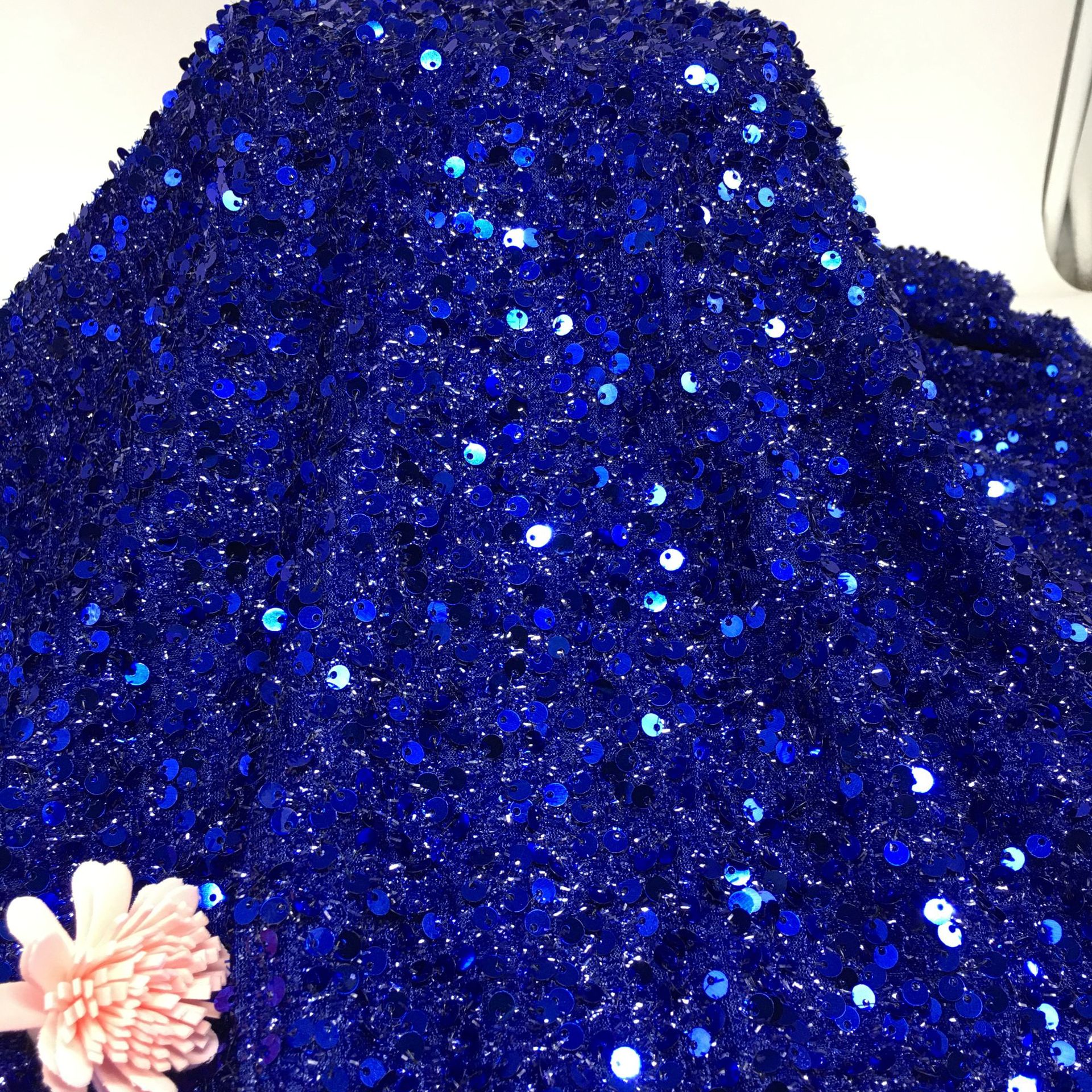 Picture of 5mm centipede yarn sequin embroidered mesh wedding fashion stage clothing cushion tablecloth sequin fabric embroidered sequin cloth