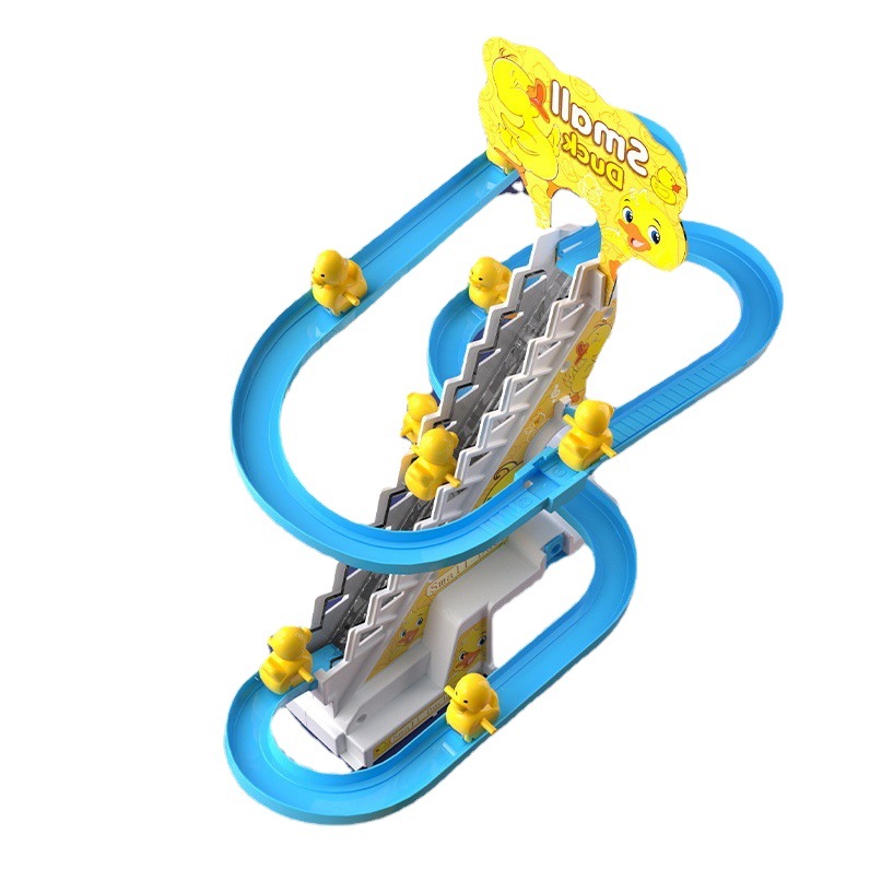 Picture of Cross-border TikTok popular duck climbing stairs children's educational toys electric automatic light splicing track stall