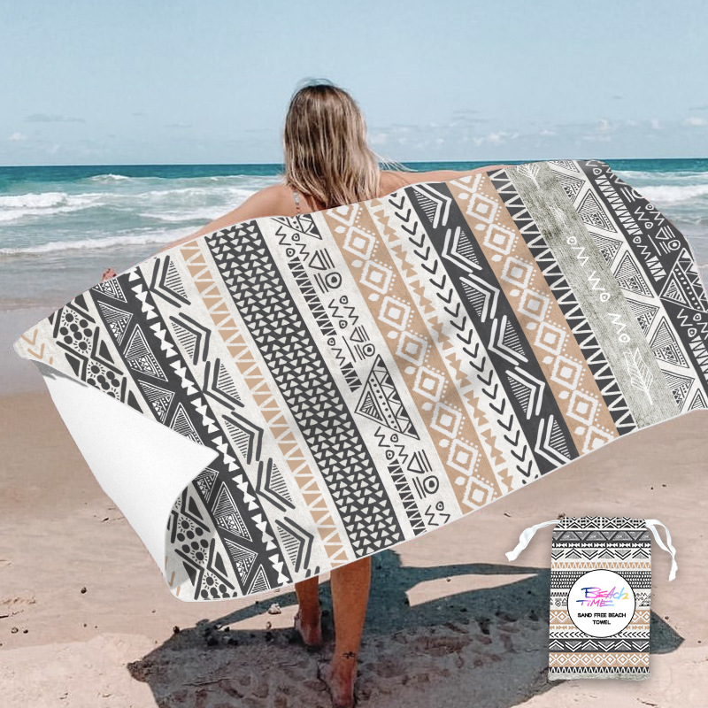 Picture of New Cross-Border Amazon European and American Double-Sided Velvet Quick-Drying Bath Towel Customizable Printed Towel Beach Swimming Beach Towel