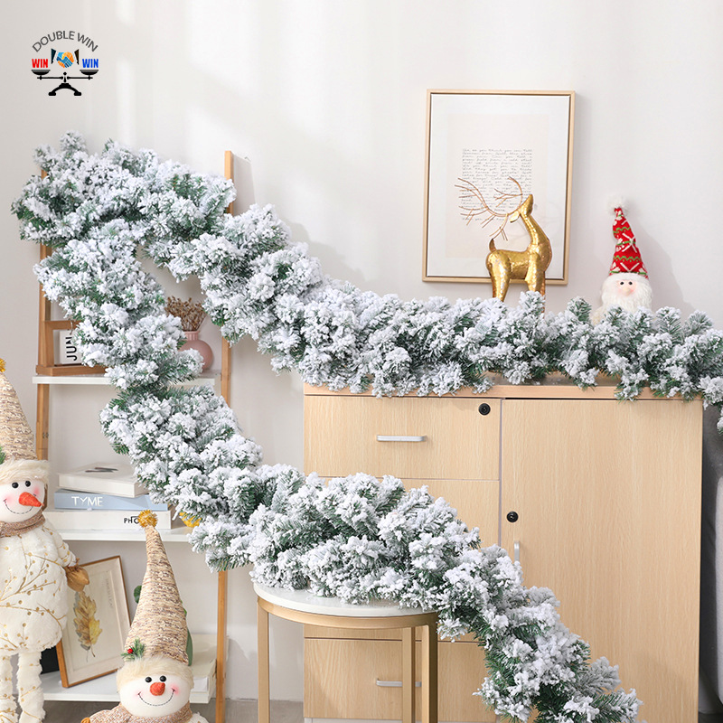 Christmas Decorations White Snow Flocking Rattan Package Hotel Shopping Mall Door Window Front Desk Pendant Garland