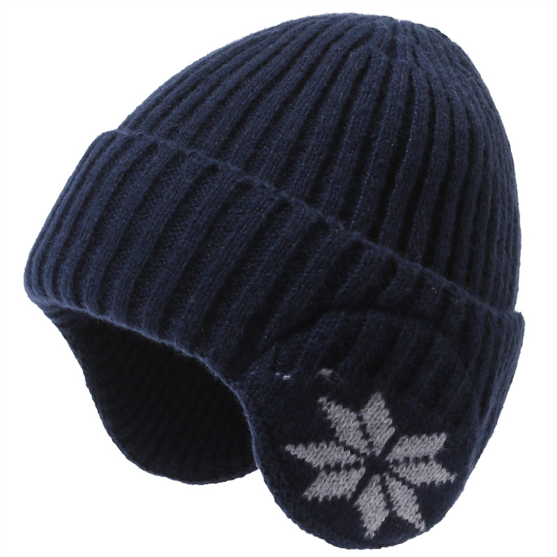 Picture of Hat men's winter warm knitted hat winter cycling fleece-lined ear protection wool hat scarf men's youth pullover hat