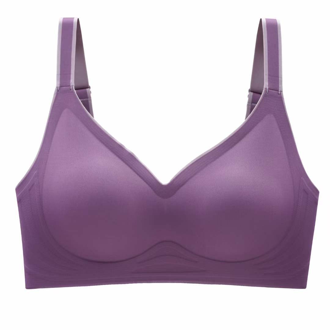 Picture of Latex Seamless Contrast Color Gradient Jelly Underwear Women's Small Chest Push-Up Adjustable Sports Bra