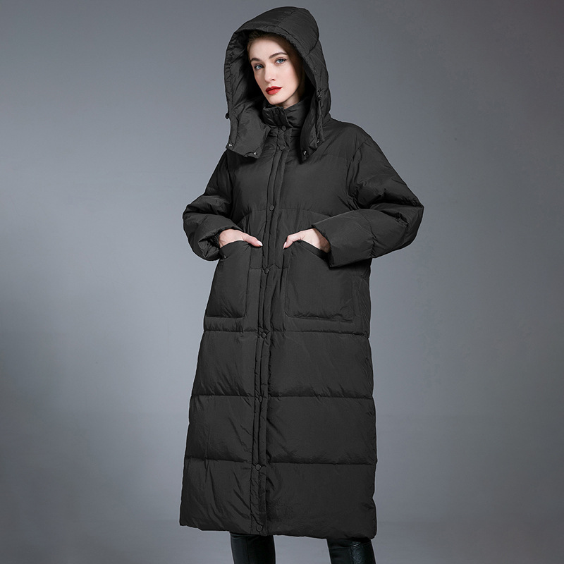 Picture of 2025 New Angora Red 90 White Duck down Jacket Women's Extra Long Over-The-Knee Winter Thickened Warm Jacket Women