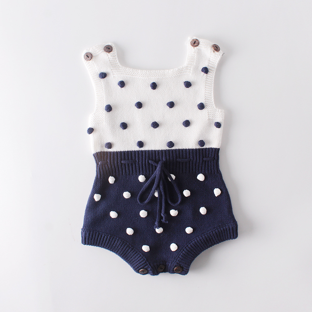 Picture of 2025 Spring Handmade Pom-Pom Baby Knitted Romper Onesie for Infants and Toddlers, Ins Style